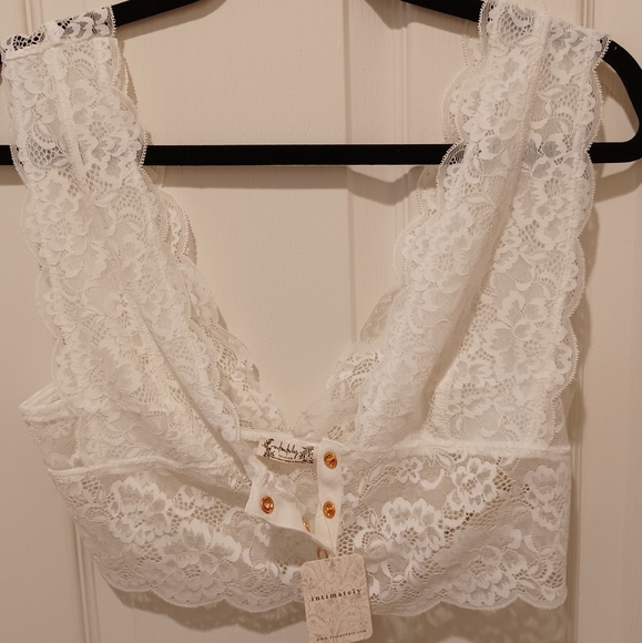 Free People Intimately Bralette Lace Bra Ivory Terra Combo Snap Button Closure - Picture 4 of 10